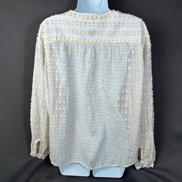Pilcro Anthropologie Blouse Shirt Cotton Cream Textured Dot Size S NWT - Picture 13 of 14